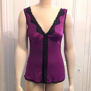 2/$14 Express Dressy Tank Purple with Black Lace